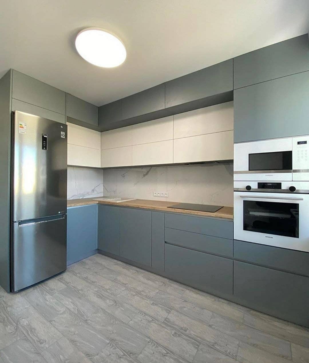 Высокие кухни под потолок-Кухня МДФ в эмали «Модель 632»-фото1