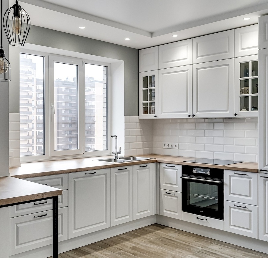 Белый кухонный гарнитур-Угловая белая кухня «Модель 769»-фото1
