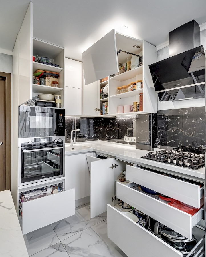 Белый кухонный гарнитур-Угловая кухня глянец «Модель 770»-фото4