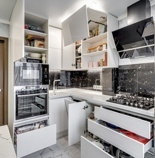 Белый кухонный гарнитур-Угловая кухня глянец «Модель 770»-фото7