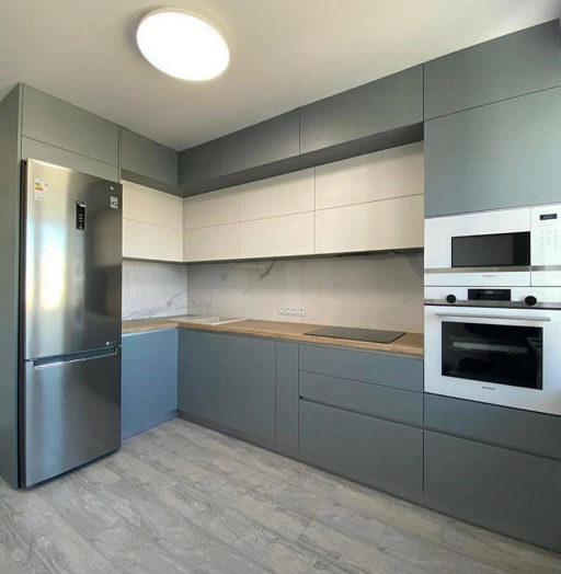 Высокие кухни под потолок-Кухня МДФ в эмали «Модель 632»-фото4